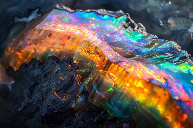 A rock with a rainbow on it