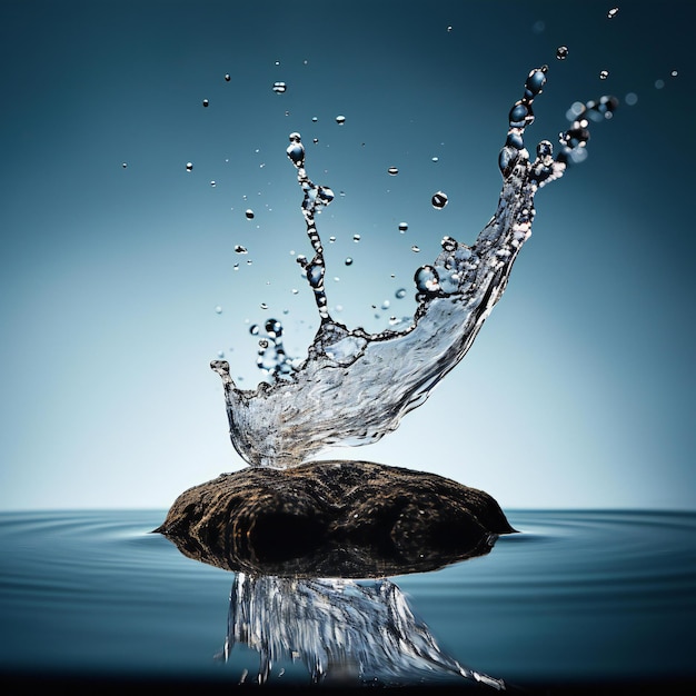 Photo a rock with water splashing on it