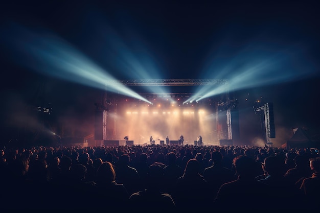 Rockconcert in een groot gebied met veel bezoekers