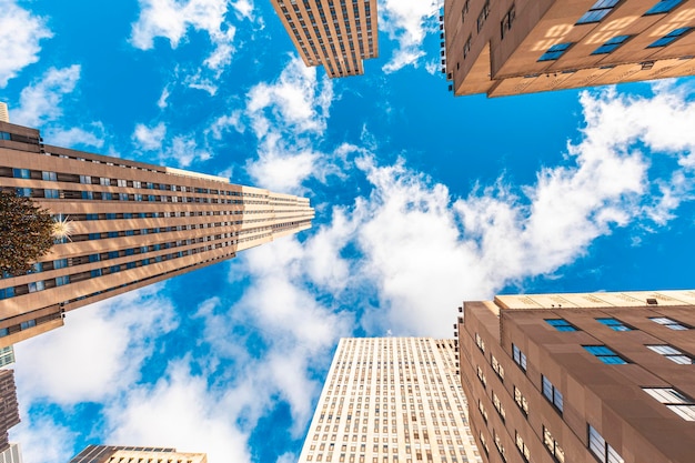 The Rockefeller Center building in Manhattan seen from below