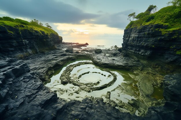 Photo rockencircled water oasis beauty