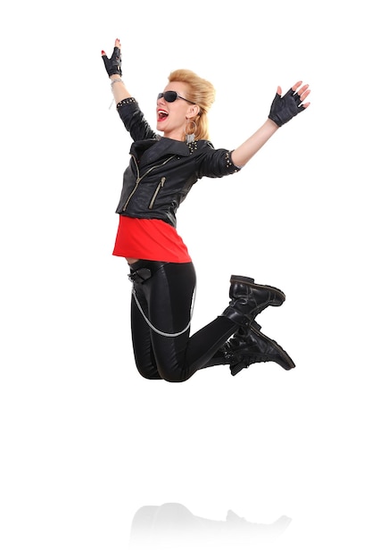 Rocker girl jumping