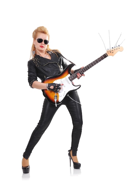 Rocker girl with guitar