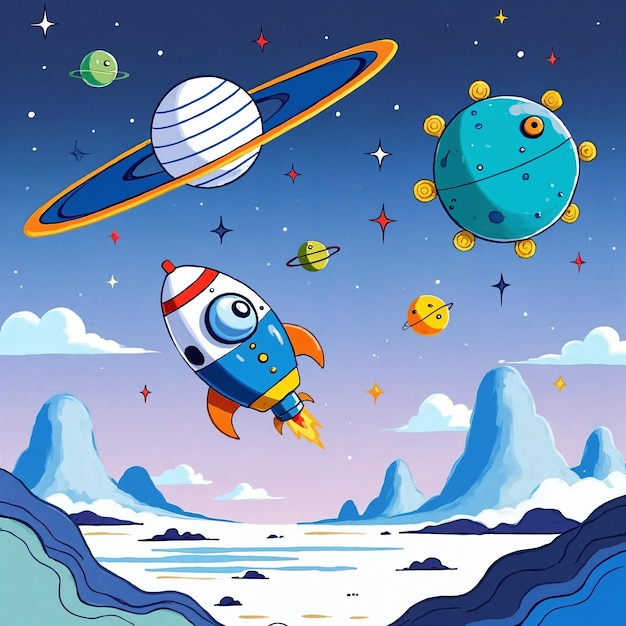 宇宙でのロケットの冒険