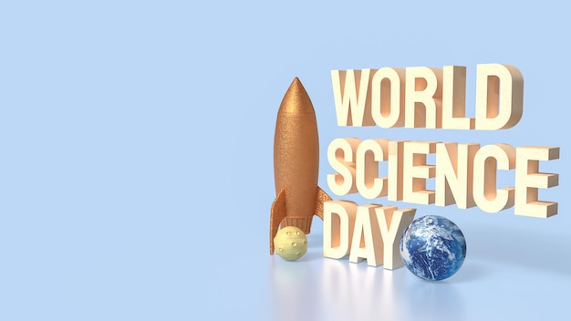 the rocket and earth for world science day concept 3d rendering