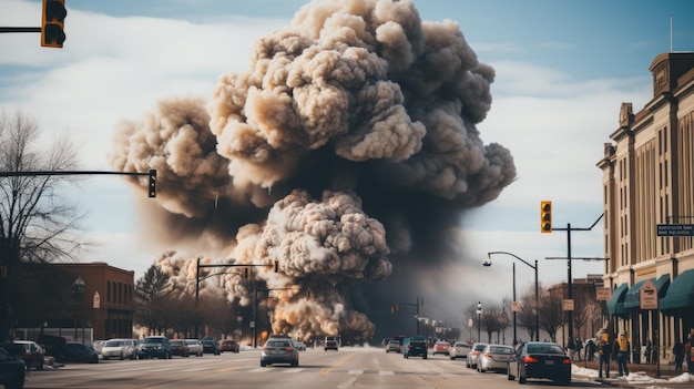 写真 市の中心部でロケット爆発