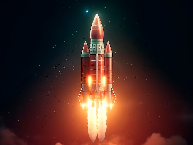 Rocket flying high in the sky Generative AI