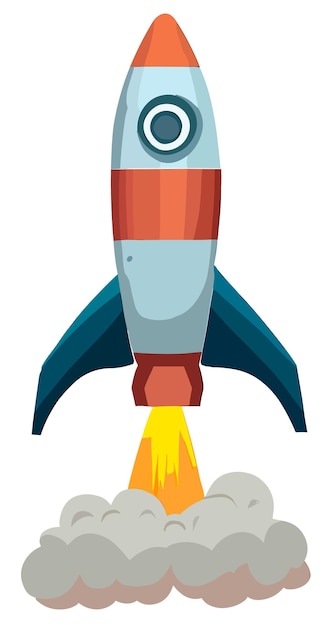 Rocket flying isolated on white background Cartoon illustration style AI generated