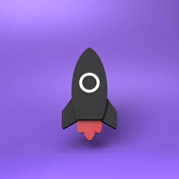 Rocket icon 3d render illustration