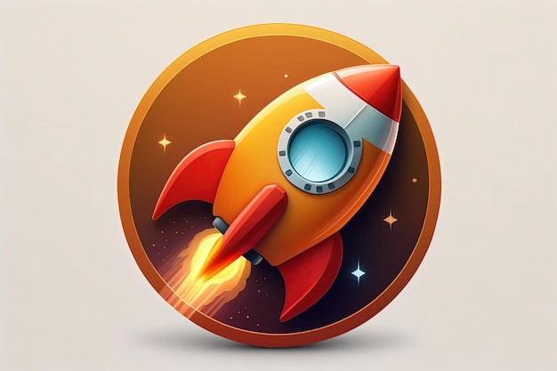 Rocket icon illustration logo startup and business concept Generative AI