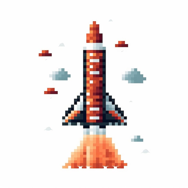 Rocket Icon Pixel Design