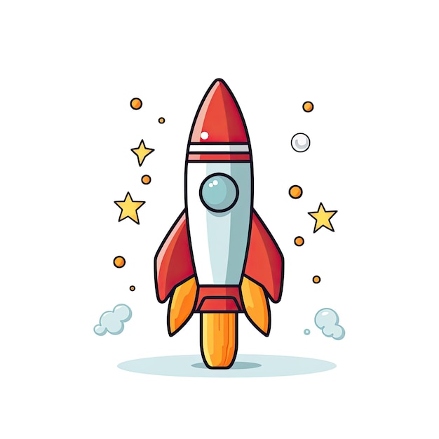 Photo rocket icon vector illustration in cartoon style isolated on white background