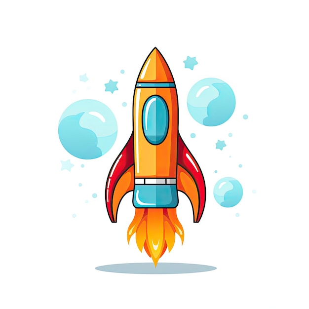 Foto rocket icoon vector illustratie in cartoon stijl geïsoleerd op witte achtergrond