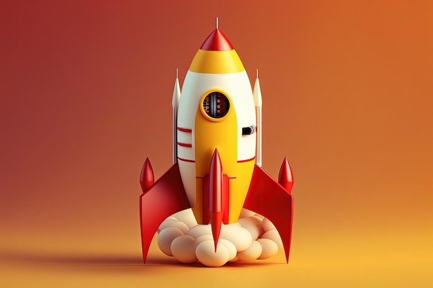 Rocket illustration startup concept background with color Generative AI