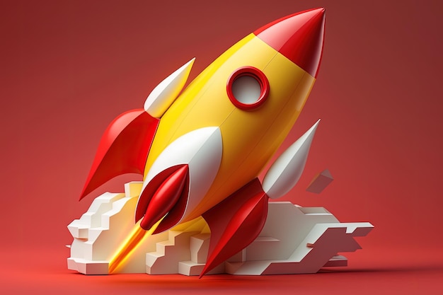 Rocket illustration startup concept background with color Generative AI