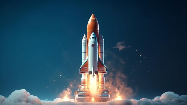 Rocket illustration startup concept generative ai