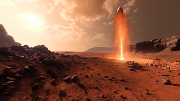 A rocket landing on MarsGenerative AI