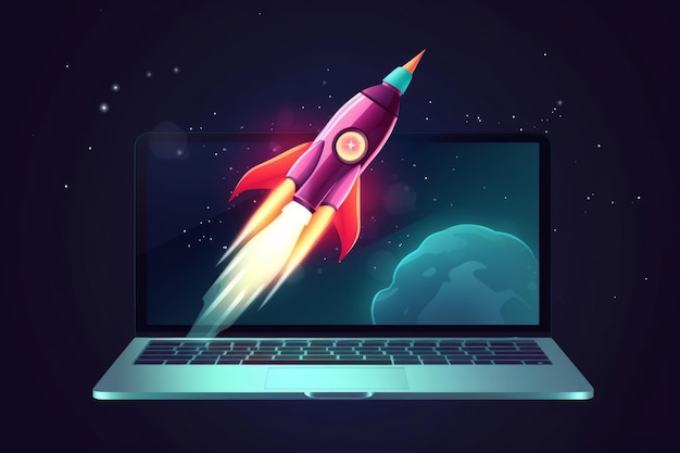 Rocket laptop startup business Generate Ai