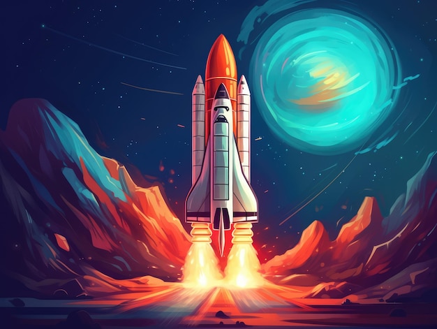 Rocket launch concept illustration generative ai