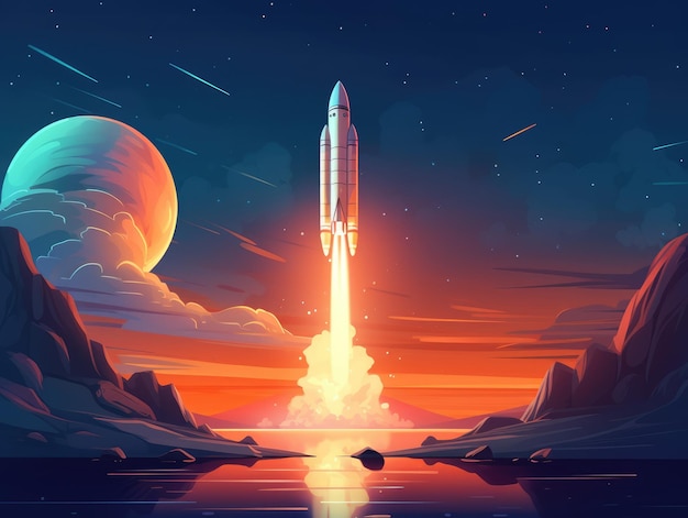 Rocket launch concept illustration generative ai