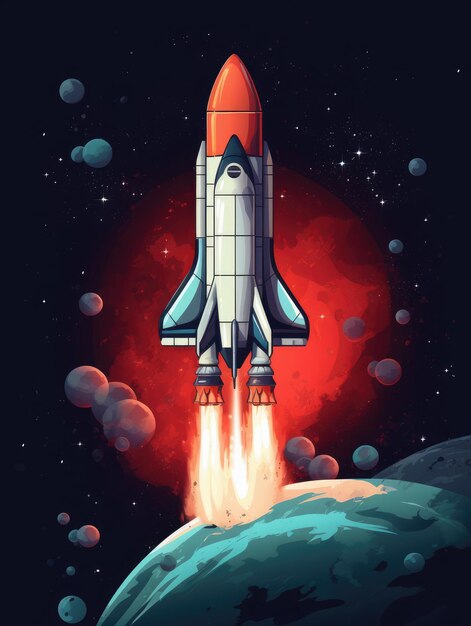 Rocket launch concept illustration generative ai