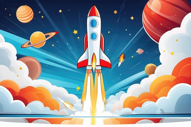 rocket launch from space vector illustrationrocket launch from space vector illustration