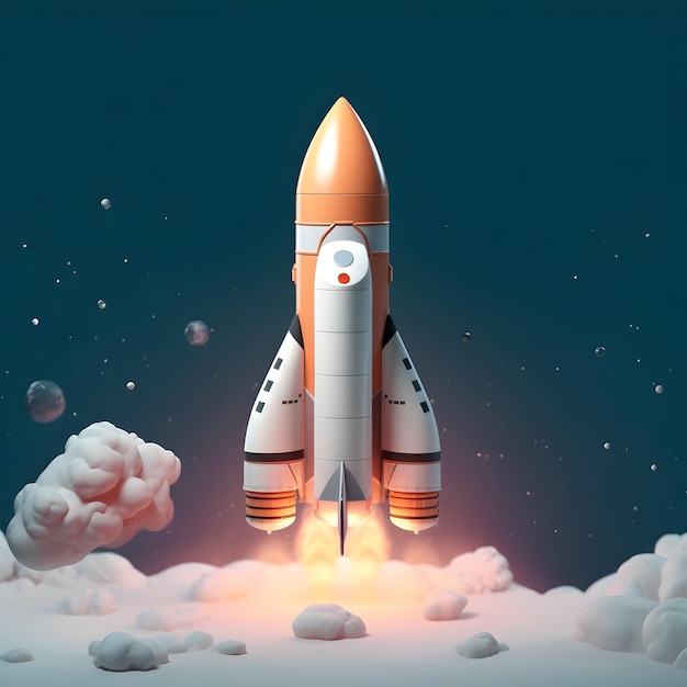 Rocket launch illustration Business or project startup banner concept Flat style illustration