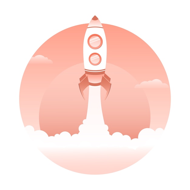 Rocket launch, spaceship. Start up concept. Vector illustration.