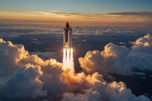 Rocket Launch at Sunset