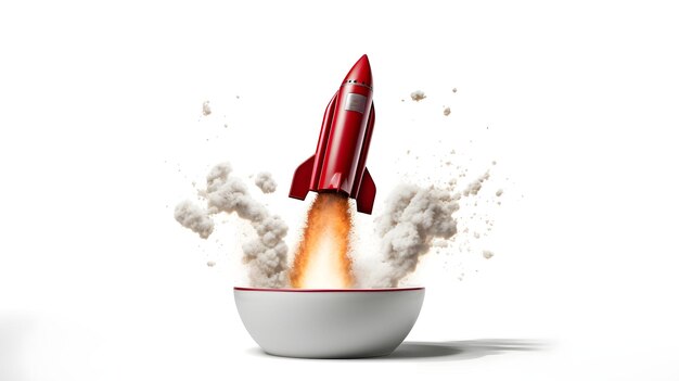 Rocket launching from a coffee mug