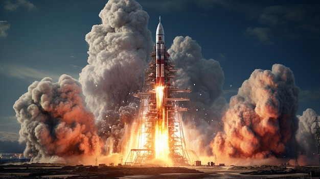 rocket launching HD 8K wallpaper Stock Photographic Image