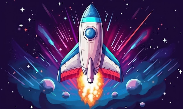 Rocket Launching to Space Background Space Exploration Illustration Generative Ai