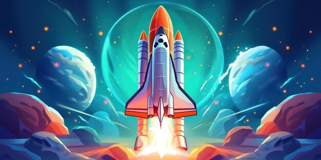 Rocket Launching to Space Background Space Exploration Illustration Generative Ai