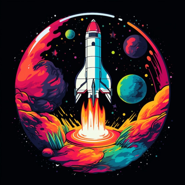 rocket ship illustration design