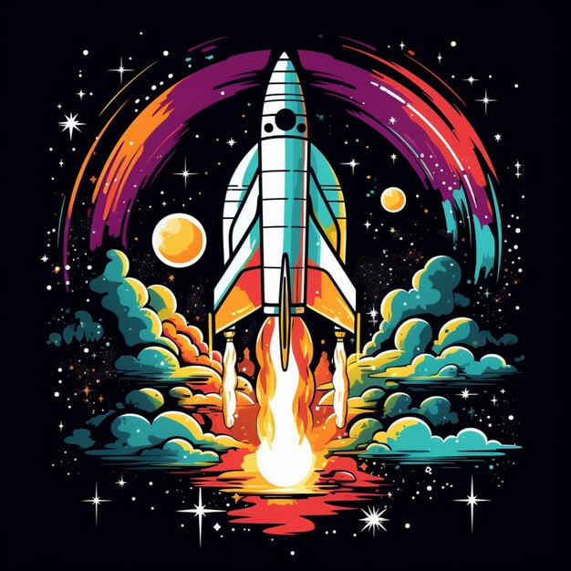 rocket ship illustration design