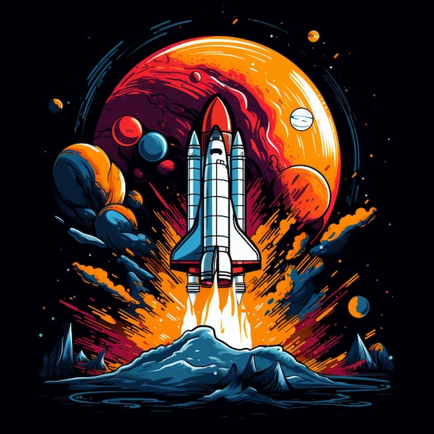 rocket ship illustration design