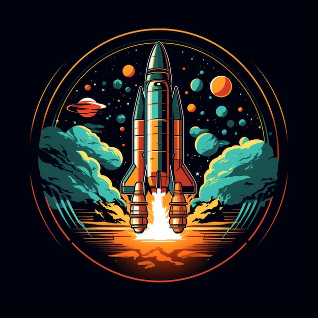 rocket ship illustration design
