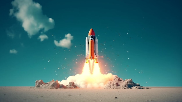 A rocket ship soars into the sky Generative AI