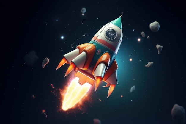 Rocket ship startup flame Generate Ai