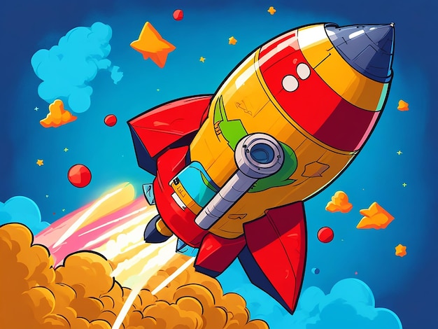 Rocket in the sky illustration background
