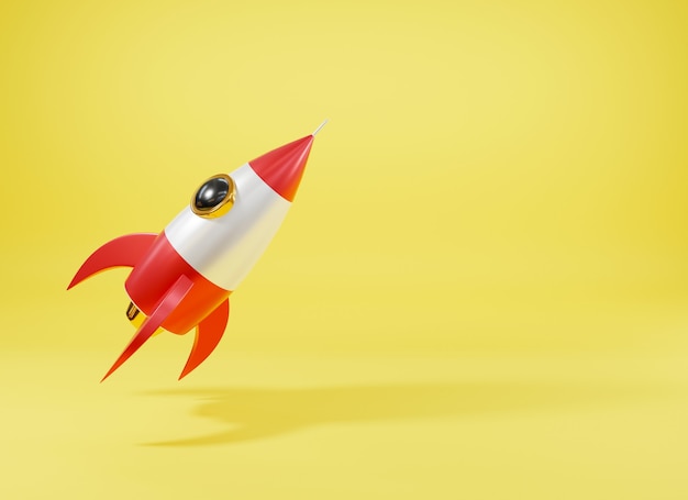 Rocket spaceship antique style Model cartoon toy space exploration icon 3D rendering illustration