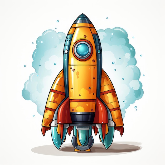 Rocket Spaceship IconCartoon Illustration For Printing
