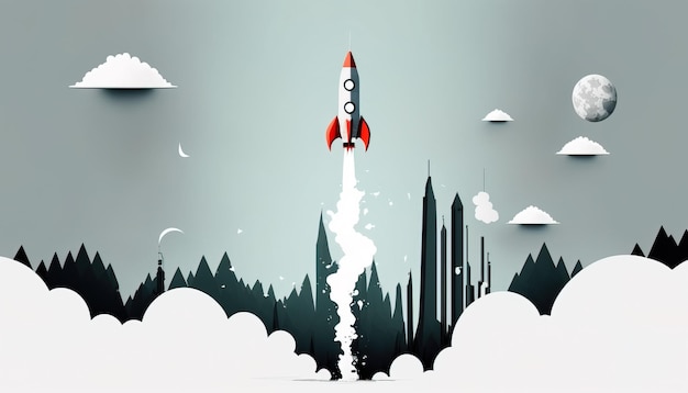 Rocket start up the graphic design of the rocketship is sleek and modern capturing the cuttingedge a