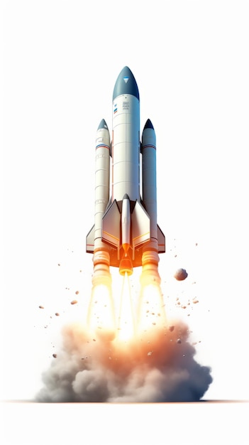 A rocket taking off into the sky