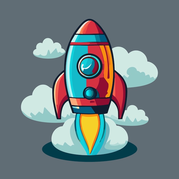 Photo rocket with cloud emoji design