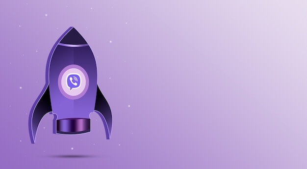 rocket with viber icon in the porthole 3d