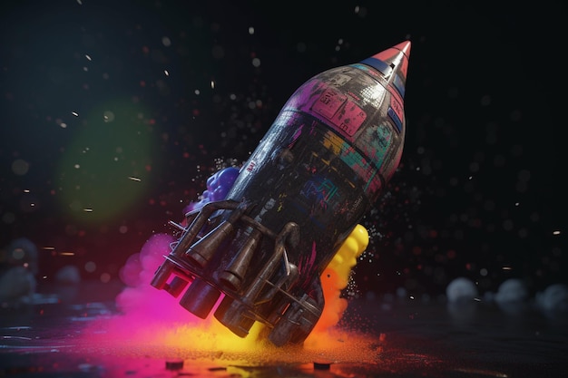 A rocket with the word art on it