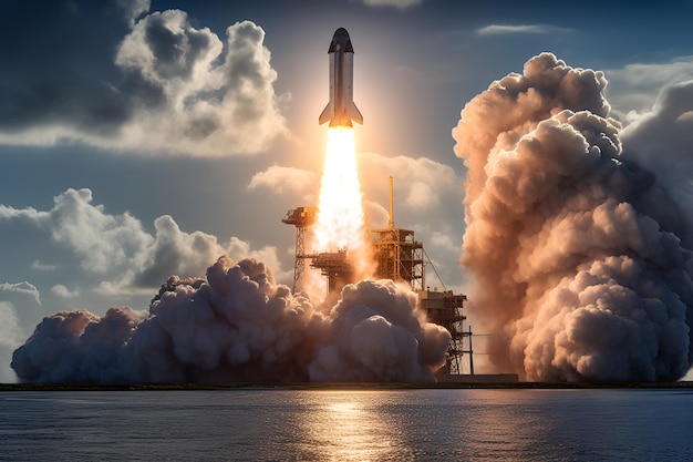 Photo a rocket with the words space shuttle on it