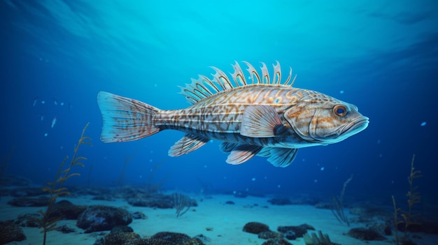 Rockfish swimming ocean underwater picture AI Generated Image