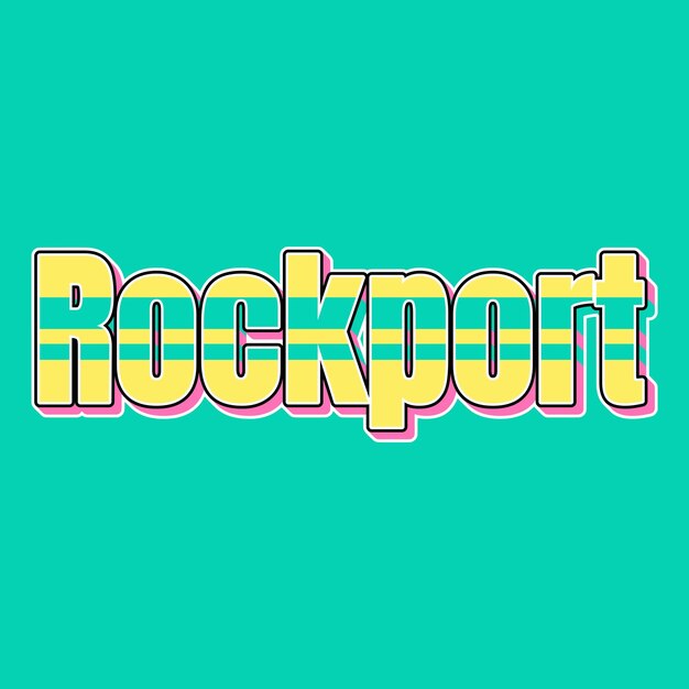 사진 록포트 타이포그래피 (rockport typography) - 90년대 3d 디자인, 노란색, 분홍색, 텍스트, 배경 사진